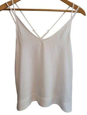 Roxy White Dobby Weave Flowy Strappy Tank Size Medium